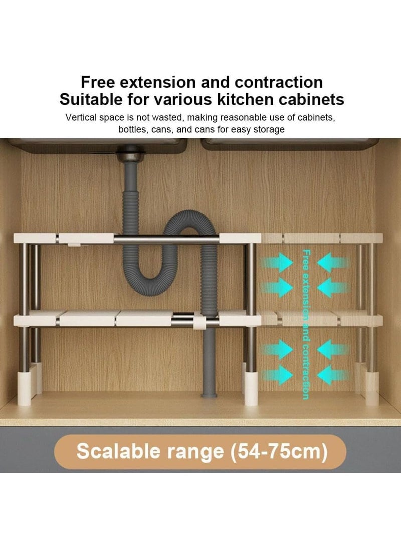 Cobest Expandable Sink Organizer, 2 Tier Under Sink Organizers, Under Cabinet Shelf Organizer, Kitchen Organizers and Storage with 8 Removable Plastic Boards for Bathroom, Pantry, Entryway, Closet, Black - Image 3