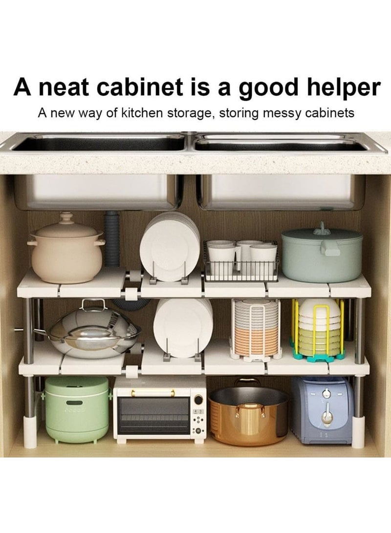 Cobest Expandable Sink Organizer, 2 Tier Under Sink Organizers, Under Cabinet Shelf Organizer, Kitchen Organizers and Storage with 8 Removable Plastic Boards for Bathroom, Pantry, Entryway, Closet, Black - Image 2