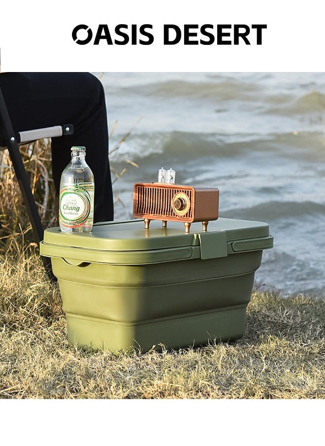 OASIS DESERT - 2 In 1 Outdoor Foldable Picnic Basket Travel Convenient Fruit Basket with Lid Camping Large Capacity Multifunctional Portable Storage Basket - Image 1