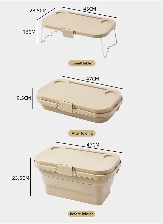 OASIS DESERT - 2 In 1 Outdoor Foldable Picnic Basket Travel Convenient Fruit Basket with Lid Camping Large Capacity Multifunctional Portable Storage Basket - Image 1