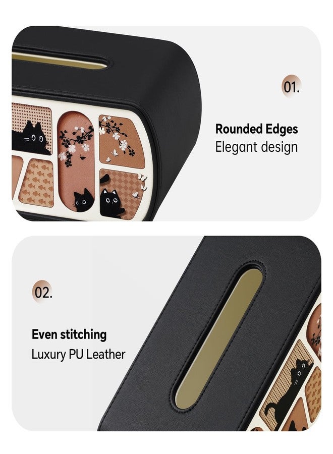 MEIBOOCH Kitty Cat Tissue Box Cover Rectangle, 4 Inches High Tissue Box Holder for 120(3-Ply)/160(2-Ply) Count Boxes, Stylish Curved Edge Tissue Holder for Bathroom Living Room Car Office (Black) - Image 5