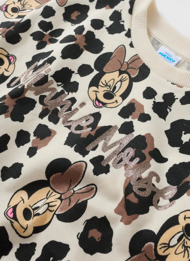 ماتلان طقم بلوزة وبنطلون واسع للبنات بتصميم ميني ماوس من ديزني