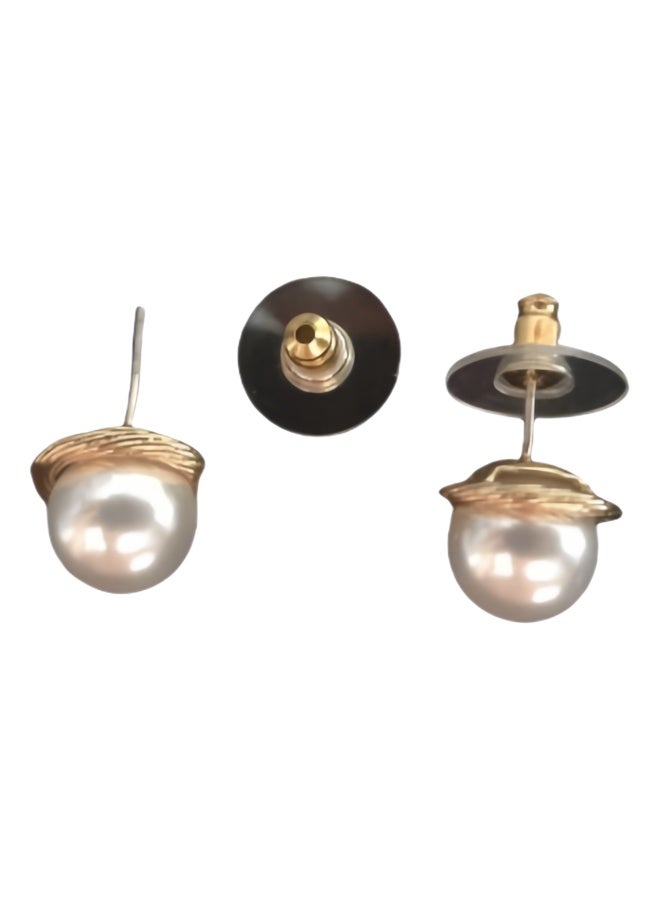 LumiArk Gold - Wrapped Pearl Stud Earrings - Image 1