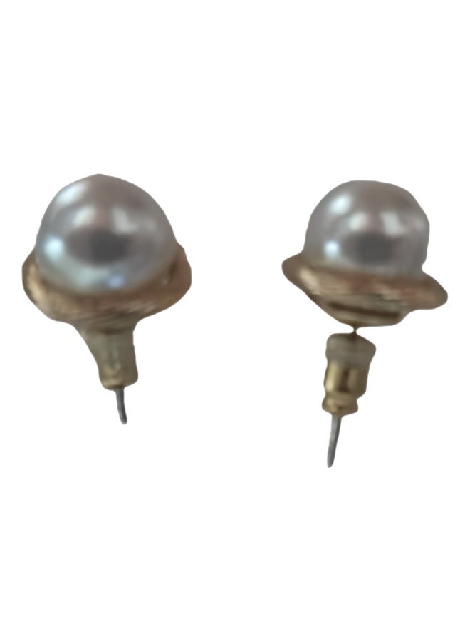 LumiArk Gold - Wrapped Pearl Stud Earrings - Image 3