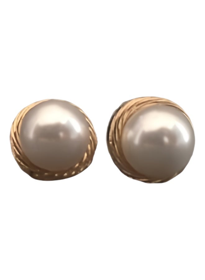 LumiArk Gold - Wrapped Pearl Stud Earrings - Image 5