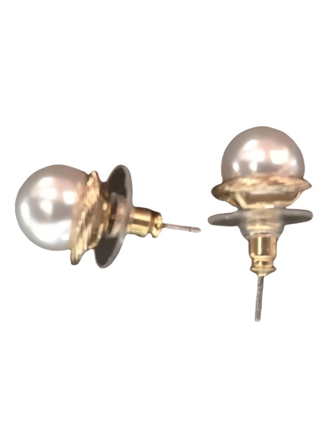 LumiArk Gold - Wrapped Pearl Stud Earrings - Image 4