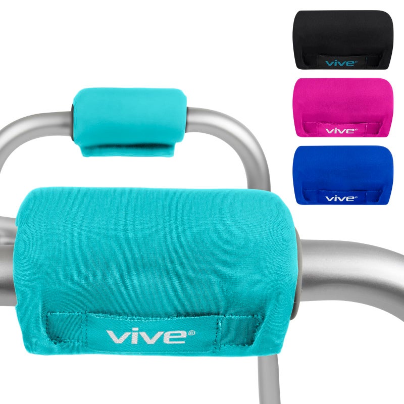 Vive Walker Handle Cushions - Padded Hand Covers - Soft Padding Medical Accessories for Folding Rolling Wheelchair, Rollator Handle, Senior, Elderly Grippers - Foam Crutch Pads Grips - Mobility Aid (Teal) - Image 1
