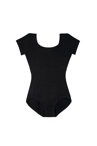 Capezio Little Girls' Classic Short Sleeve Leotard,Black,S (4-6) - Image 1