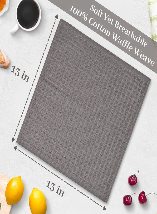 Cleanbear Washcloths, 100% Cotton Wash Cloths for Face & Body, 6 Pack Gray Waffle Design, Soft & Quick Dry, 13x13 Inches, Ideal for Bathroom Gym & Travel - Image 2