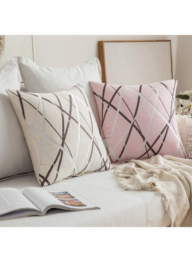 ميولي Miulee Christmas Pack of 2 Disporative Throw Pillow Covers المنسوج من المنسوجة Chenille Cozy Modern Modern Soft Beige Square Cushion shams لغرفة النوم سيارة أريكة 16 × 16 بوصة - Image 5