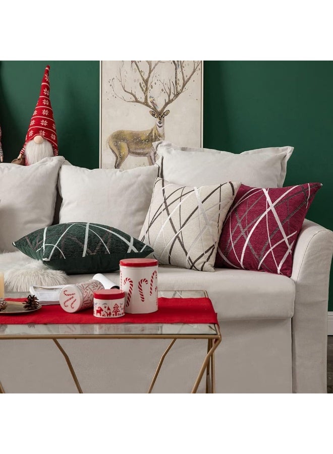 ميولي Miulee Christmas Pack of 2 Disporative Throw Pillow Covers المنسوج من المنسوجة Chenille Cozy Modern Modern Soft Beige Square Cushion shams لغرفة النوم سيارة أريكة 16 × 16 بوصة - Image 3
