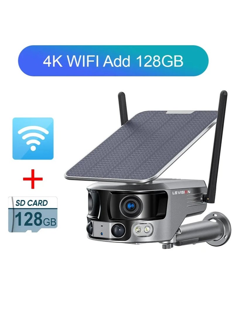 LS Vision LS VISION 4K 180° Ultra Wide View Angle 4G Solar Security Camera Outdoor WIFI 4X Zoom Dual Lens PIR Human Detection CCTV Camera  - Image 1