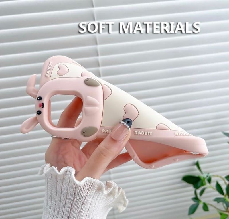 Apple Iphone 11 Compatible Cute Rabbit 3D Korean Model Rabbit Silicone Dough Heart Phone Case