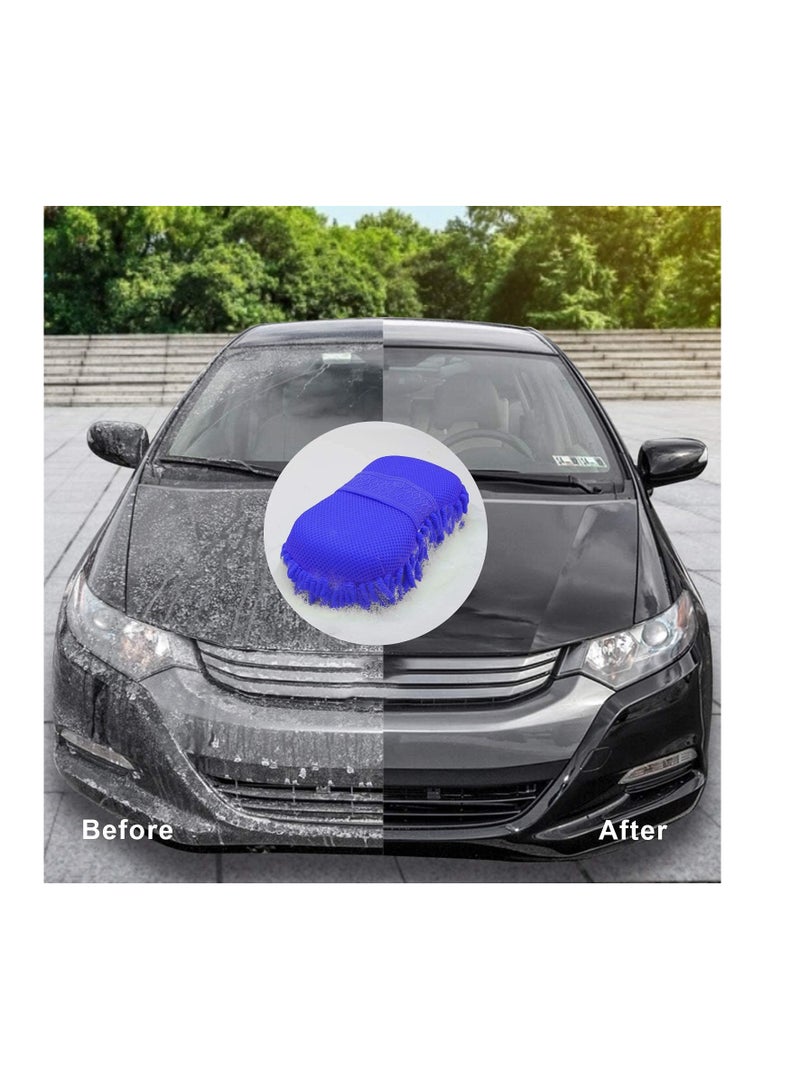 ALLKING Car Wash Sponge, Car Washing Two Sided Mop Premium Microfiber Scratch-Free Wash Mitten for Brush Auto Exterior Interior Cleaning Care Accessories, Lint Free, Blue (Sponge)  - Image 2