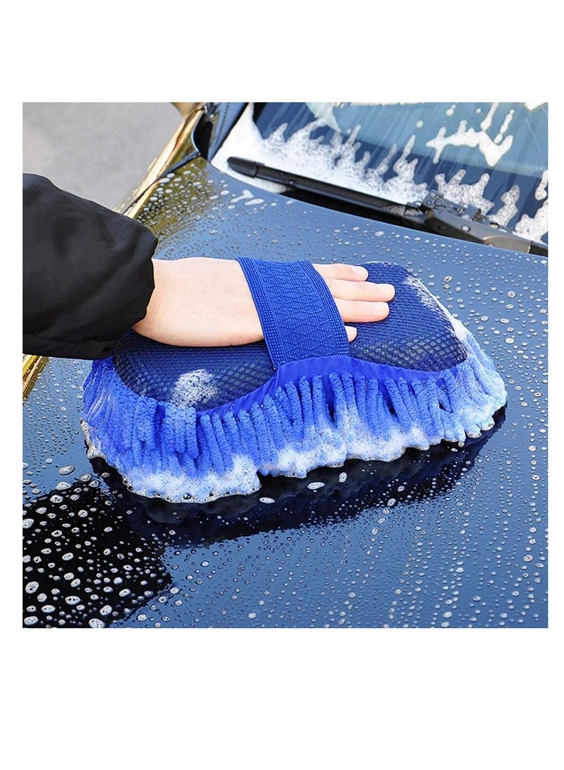 ALLKING Car Wash Sponge, Car Washing Two Sided Mop Premium Microfiber Scratch-Free Wash Mitten for Brush Auto Exterior Interior Cleaning Care Accessories, Lint Free, Blue (Sponge)  - Image 1