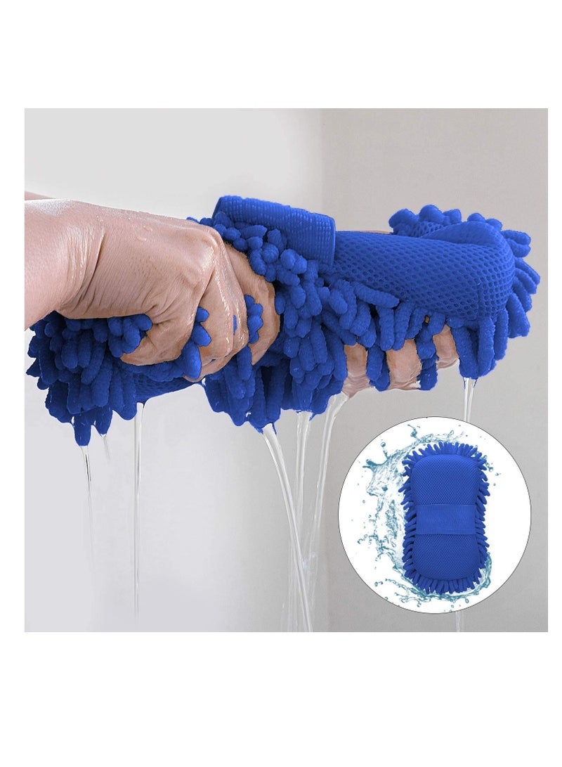 ALLKING Car Wash Sponge, Car Washing Two Sided Mop Premium Microfiber Scratch-Free Wash Mitten for Brush Auto Exterior Interior Cleaning Care Accessories, Lint Free, Blue (Sponge)  - Image 5