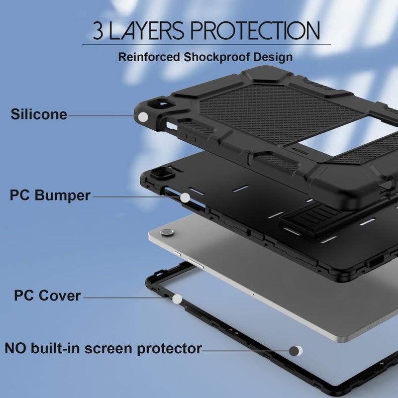 Rantice Case for Samsung Galaxy Tab A9+/A9 Plus 11” 2024, Heavy Duty Shockproof Rugged Protective Case with Kickstand for Galaxy Tab A9+/A9 Plus 11 Inch (SM-X210/X216/X218), Black - Image 3