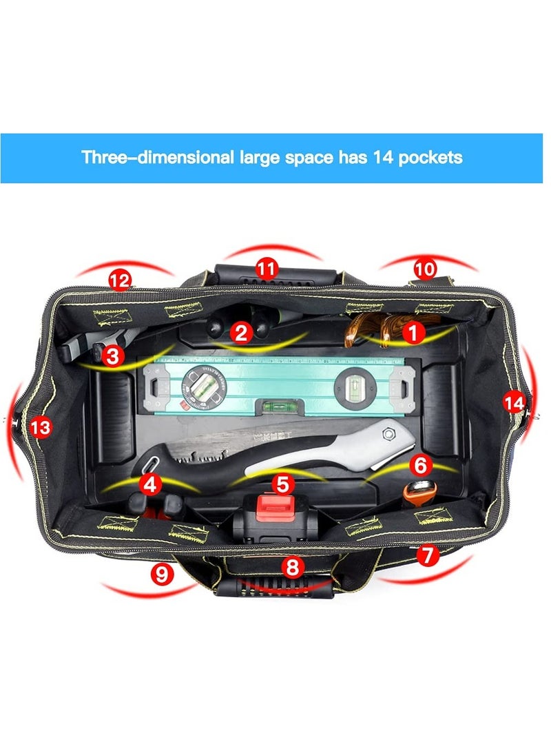 Excefore - 18 Inch Tool Bag, Double Waterproof Fabric Large Tool Bag with Soft Padded Handle and Adjustable Shoulder Strap, Canvas Tool Bag Heavy Duty - Image 1
