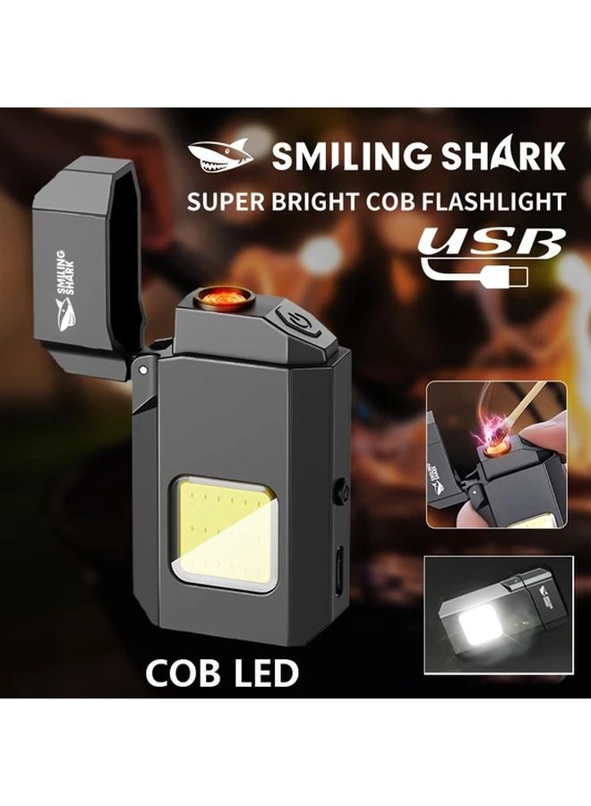 TIP 137 Black 2 in 1 Rechargeable Flashlight Windproof Lighter Super Bright LED Pocket Torch - Image 2