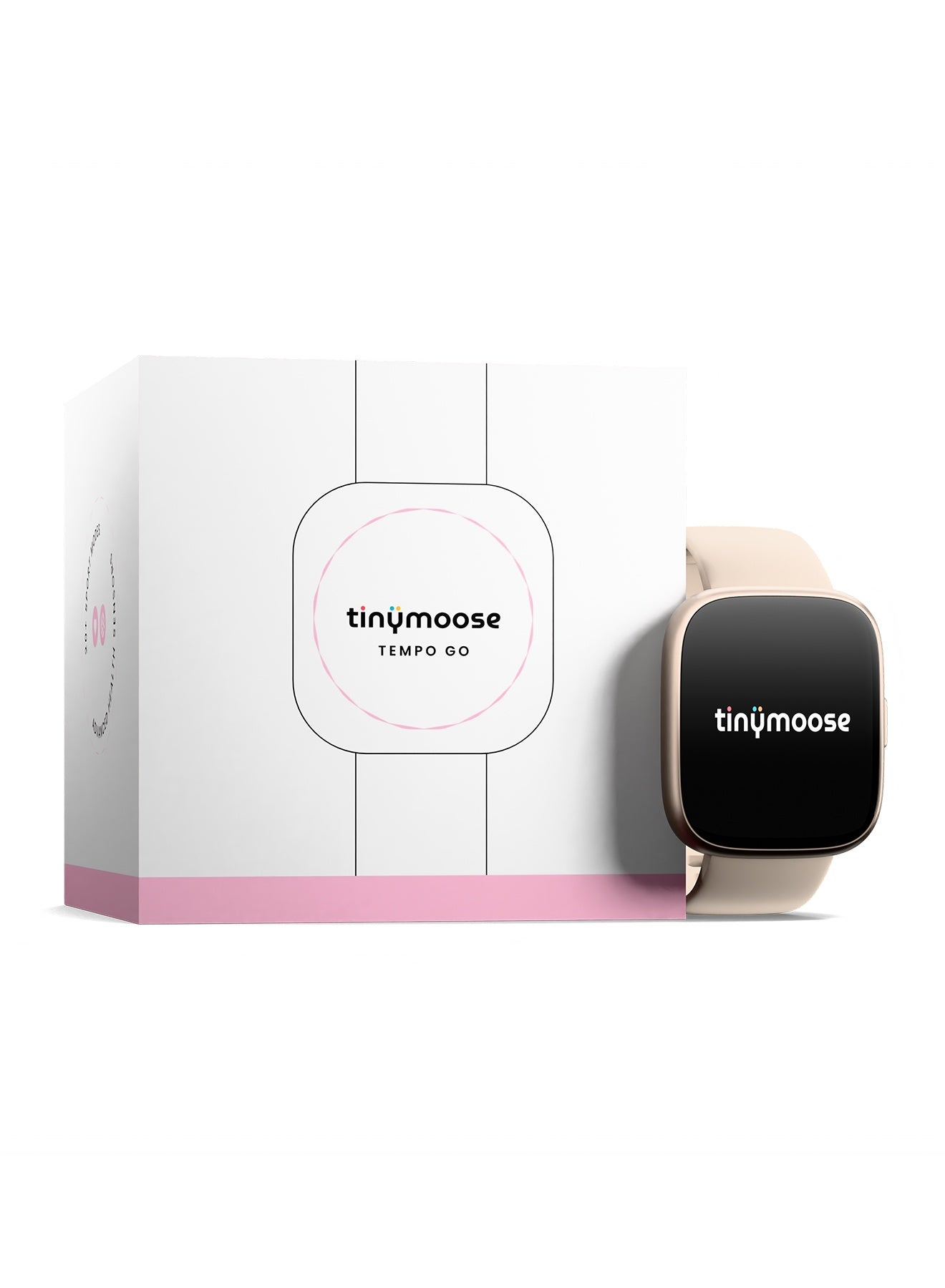 Smart Watch Tempo Go – Long Battery Life, IP68 Waterproof, 100+ Fitness Modes, SpO2 & Heart Rate Tracking, 1.43 inch High-Resolution Display, AI Control, Bluetooth Calling, Fit by Tinymoose App Integration - Pink Mist