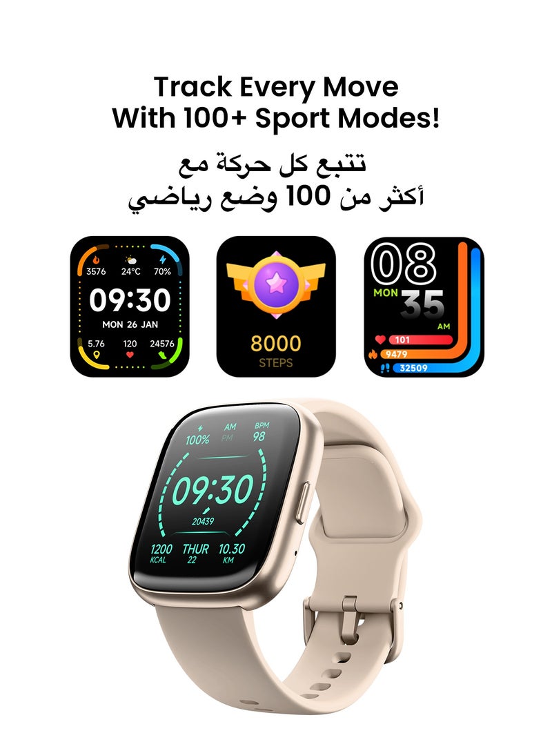 TinyMoose Smart Watch Tempo Go – Long Battery Life, IP68 Waterproof, 100+ Fitness Modes, SpO2 & Heart Rate Tracking, 1.43 inch High-Resolution Display, AI Control, Bluetooth Calling, Fit by Tinymoose App Integration - Pink Mist - Image 5