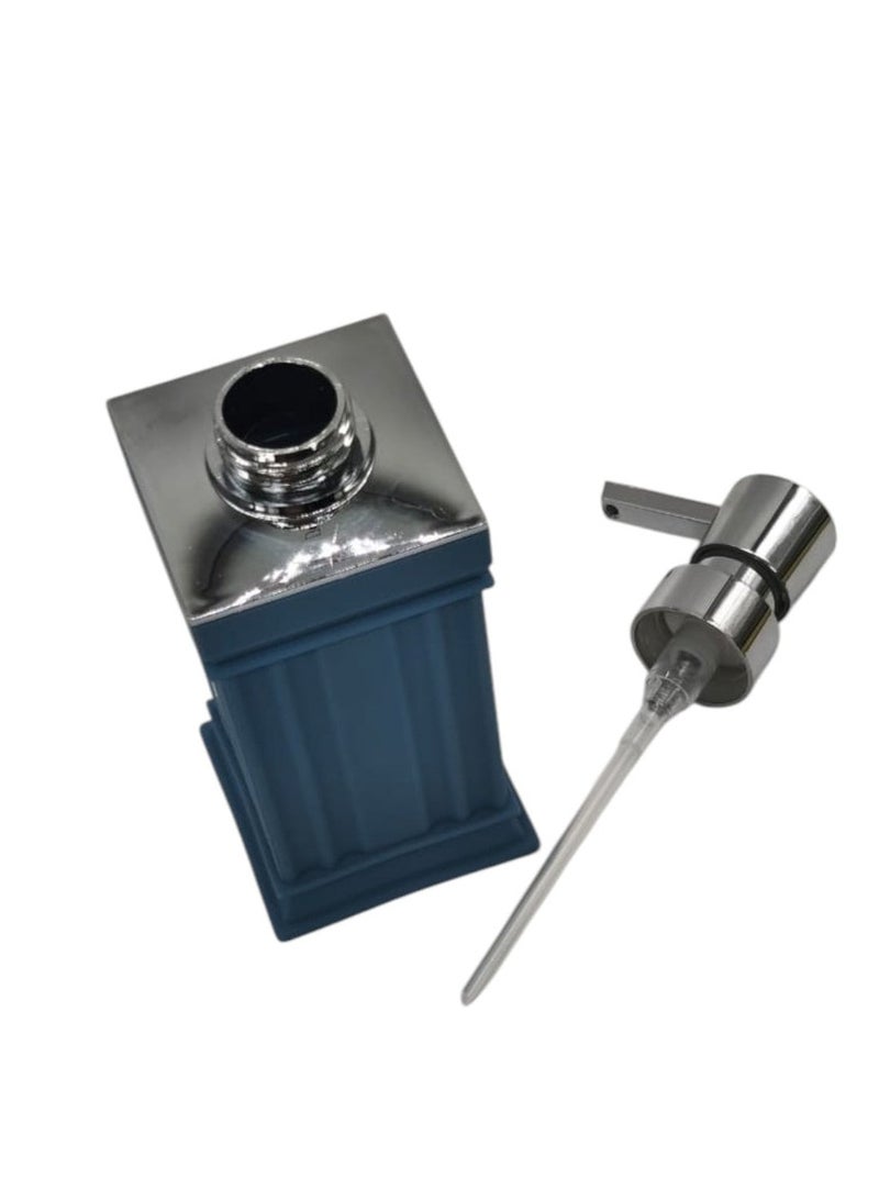 AKDC Plastic Liquid  Soap Dispenser for Bathroom & Kitchen Sink, Dish Soap Dispenser With Easy-to-Press Pump -400ML-Blue&Silver - Image 2