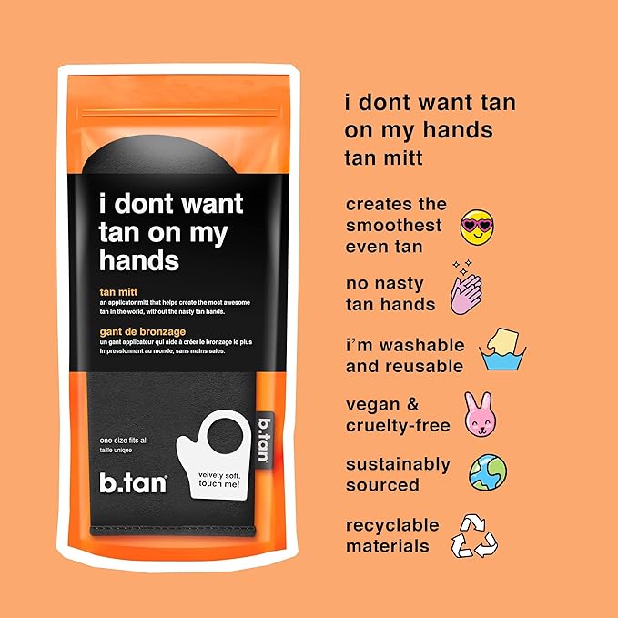 b tan مجموعة قفاز التسمير الذاتي للوجه والجسم من btan - قفاز وجه وجسم خالي من الخطوط وناعم كالحرير وقابل لإعادة الاستخدام والغسل للتسمير بدون شمس - لوشن تسمير، بخاخات، جل - Image 3