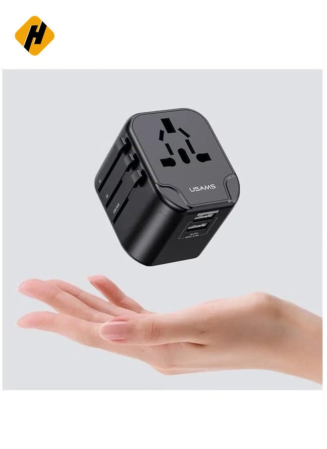 HuHa USAMS US-CC173 T55 12W Dual USB Universal Travel Charger US / AU / EU / UK Plug Converter  - Image 5