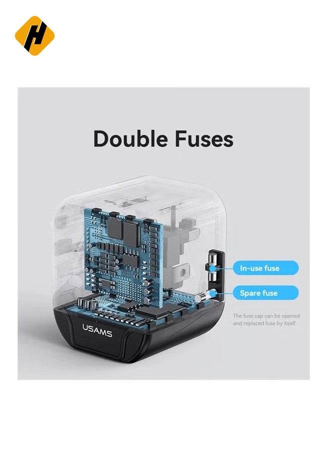 HuHa USAMS US-CC173 T55 12W Dual USB Universal Travel Charger US / AU / EU / UK Plug Converter  - Image 3