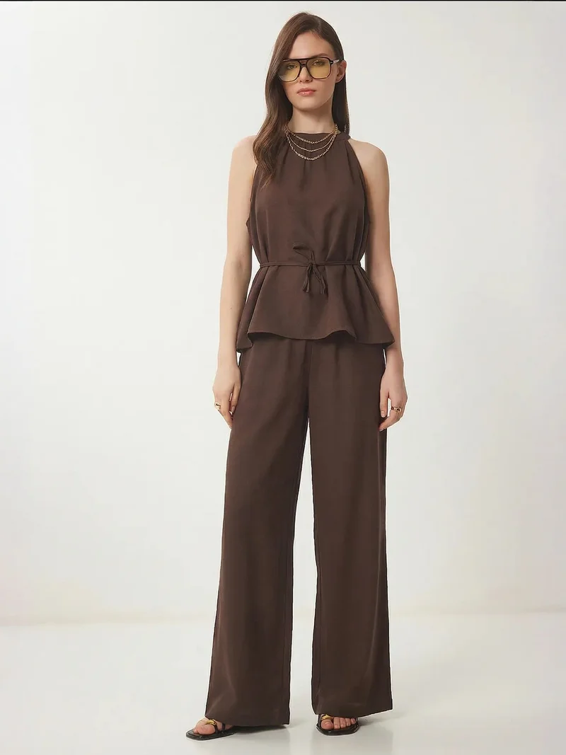 Happiness İstanbul ISTANBUL High Waist Halter Neck Two-Piece Coordinated Set