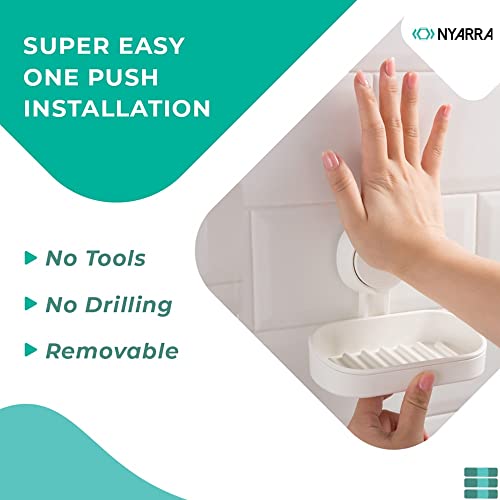 Nyarra Soap Holder for Bathroom, Non-Drill Vacuum Suction Holder Soap Stand for Bathroom, Durable Wall Mount Soap Dish, Easy One Push Installation [NR-0561] - Image 2