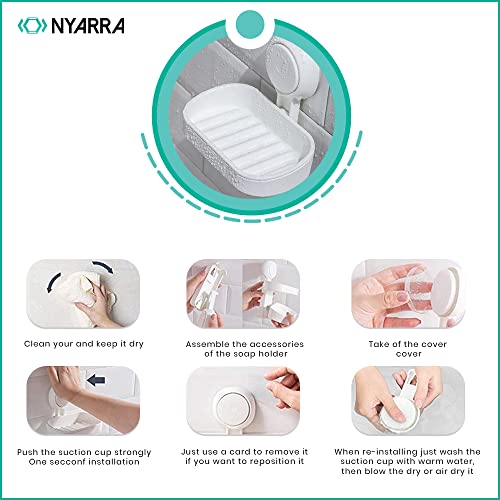 Nyarra Soap Holder for Bathroom, Non-Drill Vacuum Suction Holder Soap Stand for Bathroom, Durable Wall Mount Soap Dish, Easy One Push Installation [NR-0561] - Image 5