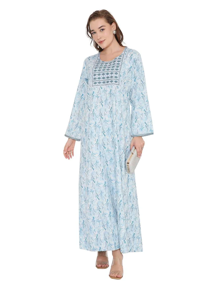 HANA & SARA LONG SLEEVE ELEGANT PRINTED LONG ARABIC FARASHA KAFTAN JALABIYA DRESSES