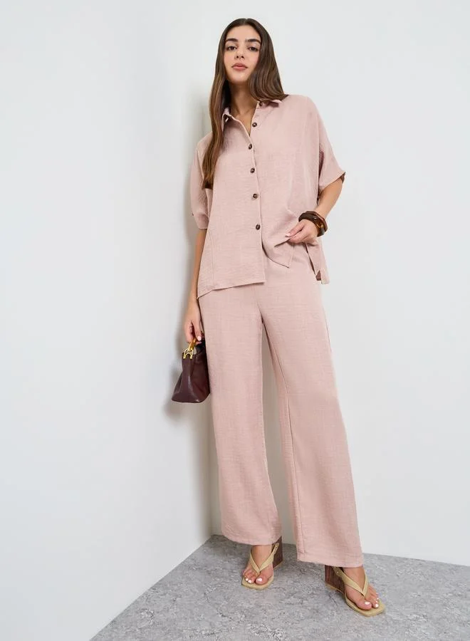 أميرة Light Pink Relaxed Fit Shirt and Trouser Modest Set