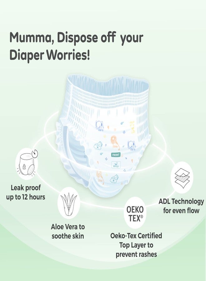 Mylo Care Disposable Diaper Pants & Baby Wipes Combo|Organic Coconut Oil & Neem|12 Hours Leak Protection|Chemical Free|Baby Essentials (Diaper (L)-64 Count, Wipes with lid Pack of 3) - Image 2