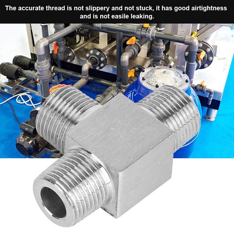 3 Way Pipe Fittings, 304 Stainless Steel Male Thread, High Pressure & Durable, for Water, Gas & Oil Plumbing Systems (Outer wire 1/8) - Image 2