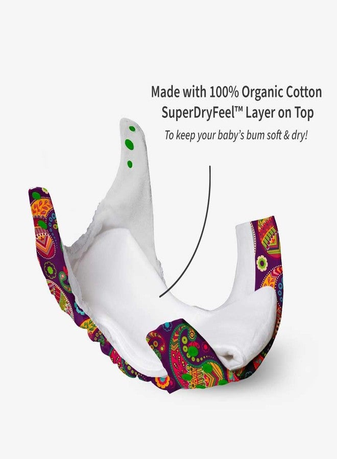 سوبربوتمز حفاضات قماشية للأطفال من سوبر بوتومز - عبوة من حفاضتين قماشيتين مقاس واحد - إصدار جديد | حفاضات قماشية قابلة لإعادة الاستخدام للأطفال من عمر 3 أشهر إلى 3 سنوات | مع قطعتين من القطن العضوي - Image 3