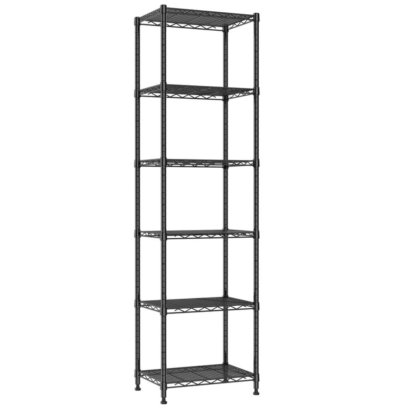 REGILLER 6 Wire Shelving Steel Storage Rack Adjustable Unit Shelves for Laundry Bathroom Kitchen Pantry Closet 167L x 119W x 64H Black