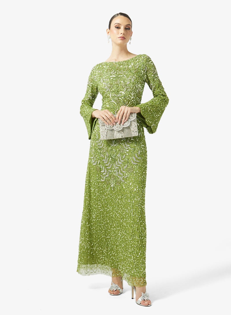 MARYISA Embellished Flared Sleeve Maxi Dress - Image 5