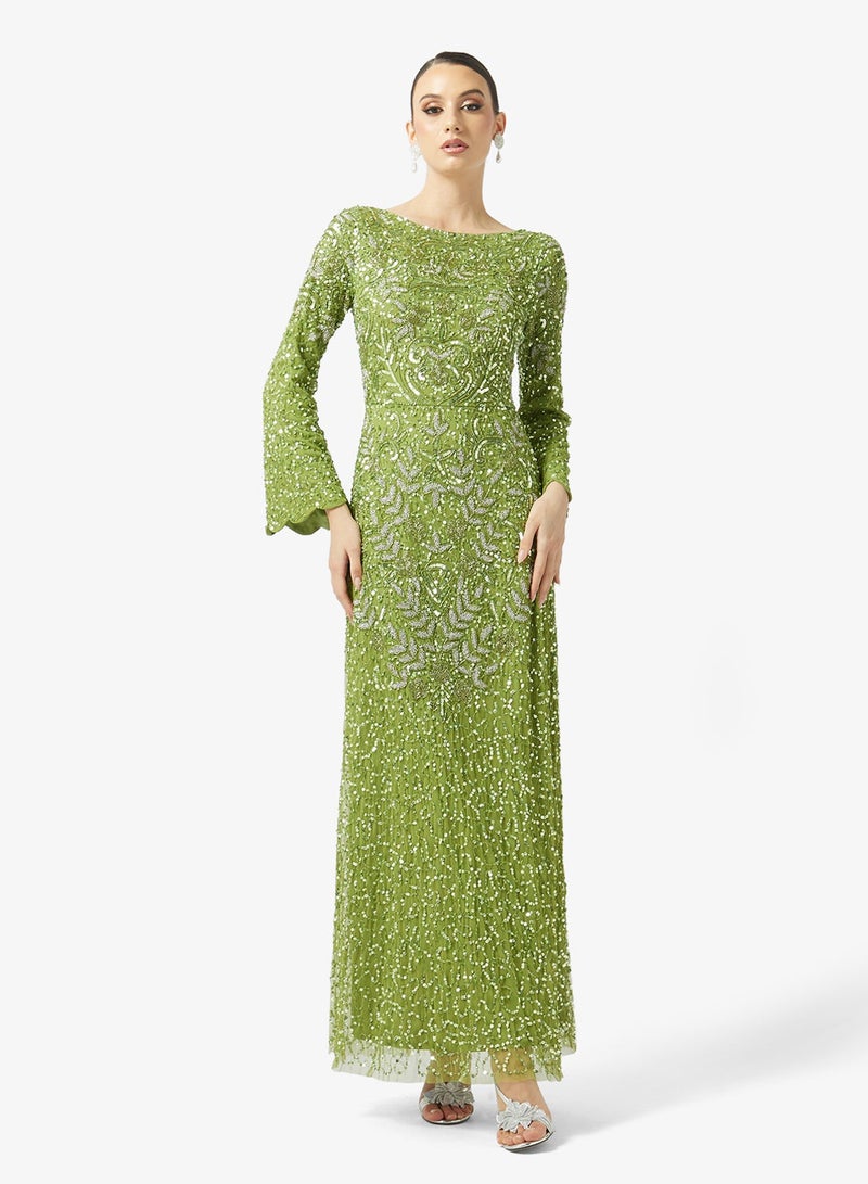 MARYISA Embellished Flared Sleeve Maxi Dress - Image 2
