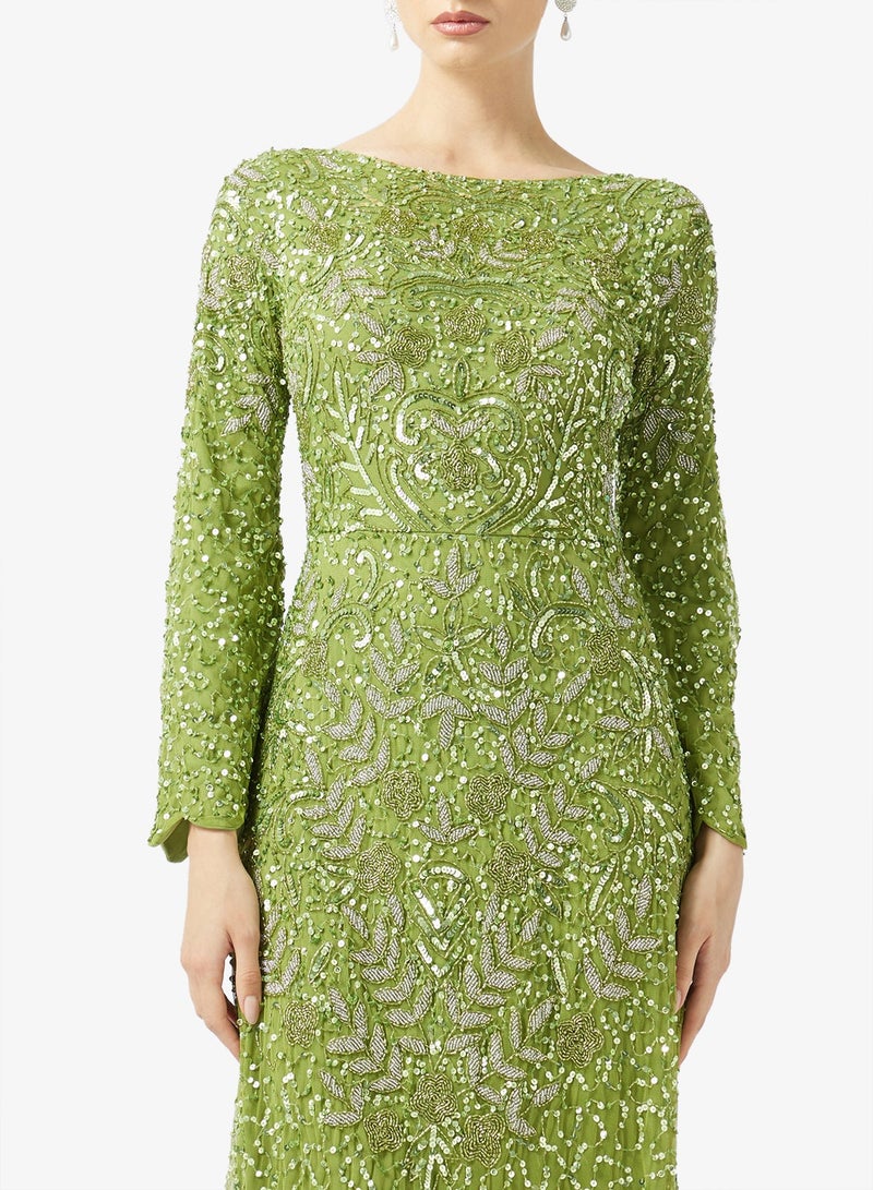 MARYISA Embellished Flared Sleeve Maxi Dress - Image 4