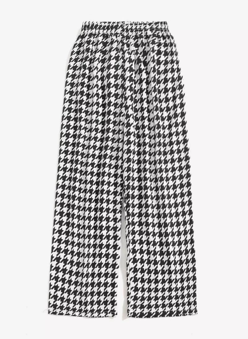 Girls 1pc Houndstooth Print Wide Leg Pants  - Image 2
