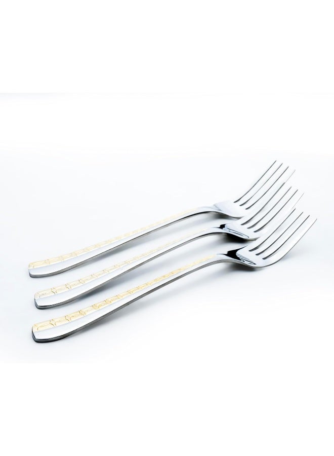 Cuisine Art Berger Dinner Forks Set Of 3, Stainless Steel Table Dining Forks, Golden Design - Image 4