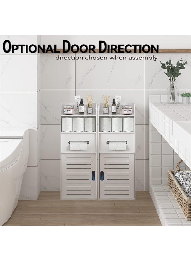 TPGP Wider Small TP Toilet Paper Storage Cabinet, Slim Bathroom Corner Storage Cabinet with Door and Tissue Dispenser, Waterproof and Durable, Freestanding, White  - Image 5