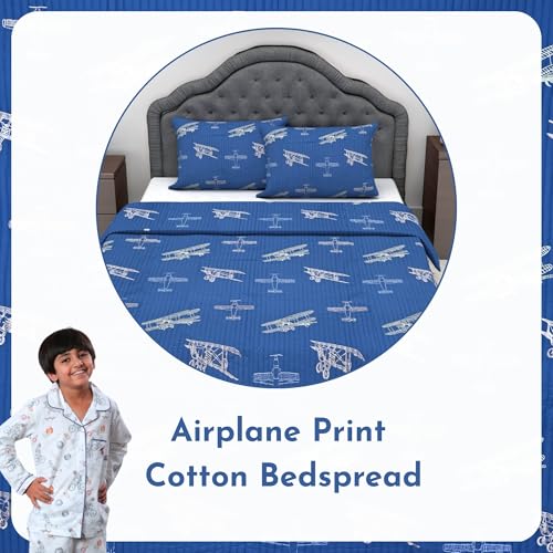 Divine Casa Blue Printed Single Bed Bedspread – 60x87 Inches – Lightweight & Soft with 1 Pillow Cover – Fly Away with Me Design - Image 4