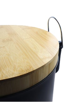 Generic Premium Step Trash Bin | Matte Stainless-Steel Finish & Bamboo-Lid | Soft-Closing | Fingerprint-Resistant | Suitable For Homes & Communal Spaces | 30 Liters | Black  - Image 4