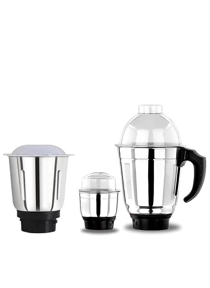 Generic Heavy Quality Stainless Steel Mixer Grinder Jar Combo for Precision Grinding Suitable for All mixer Grinder Efficient Blade with Sharp Cutting Edge 4 Teeth Coupler Combo of 3 