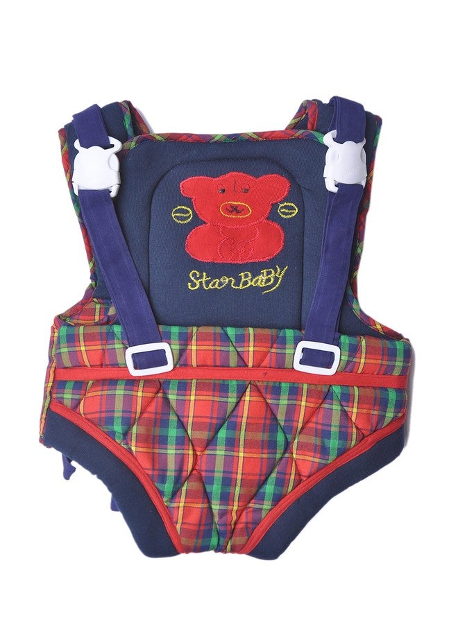 Good Luck Newborn -Adjustable Hands-With 4-In-1 Baby Carrier Bag,Carry Bag,Kangaroo Bag, Front Carry Bag With Comfortable Head Support & Buckle Straps (Cary Bag Blue Check) - Image 1