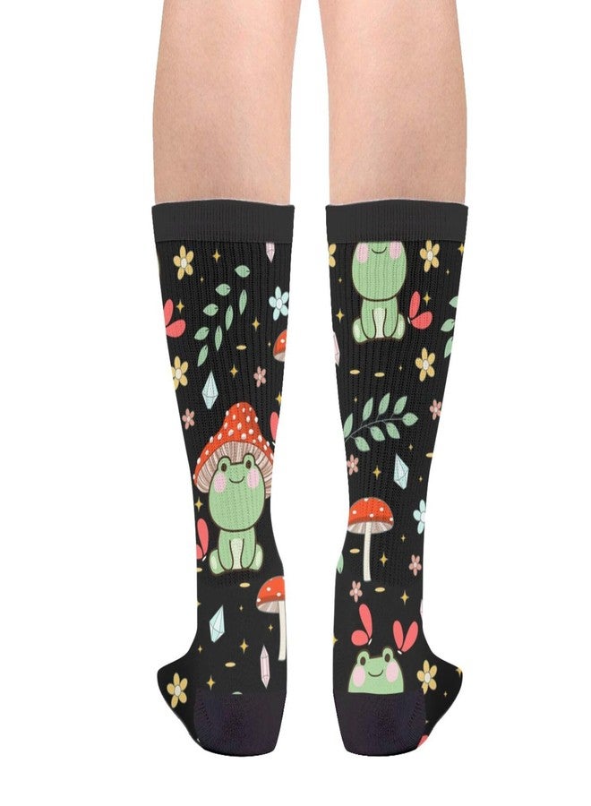 ياتيه جوارب Yaateeh الخضراء المرحة بتصميم الضفدع والفطر، جوارب للجنسين بتصميم مميز. - Image 2