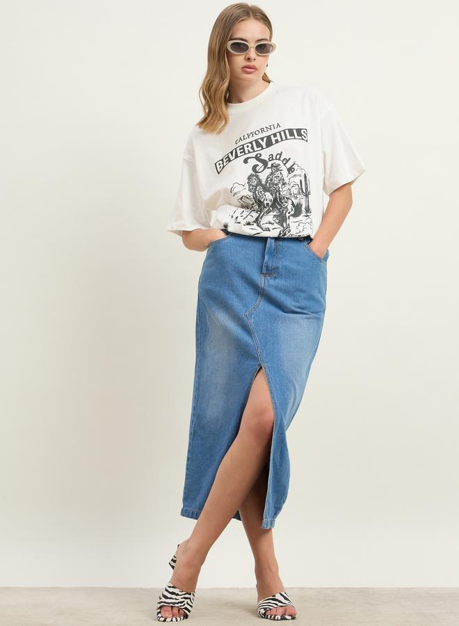 Styli Cream Beverly Hills Graphic Oversized T-Shirt - Image 1